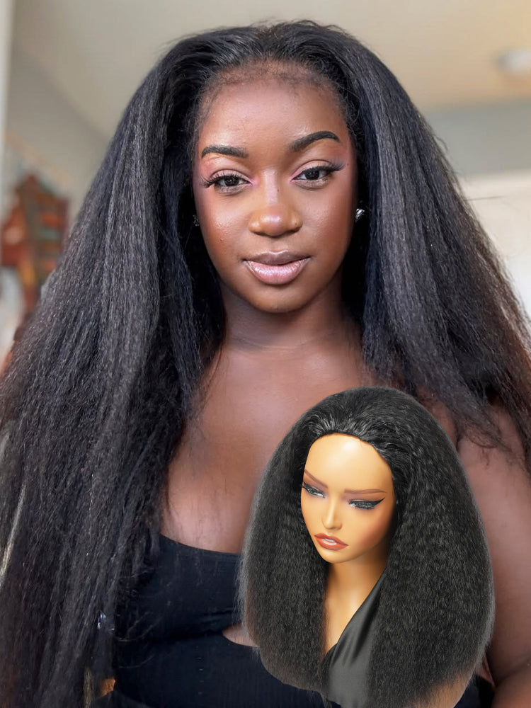 kinky straight half wig
