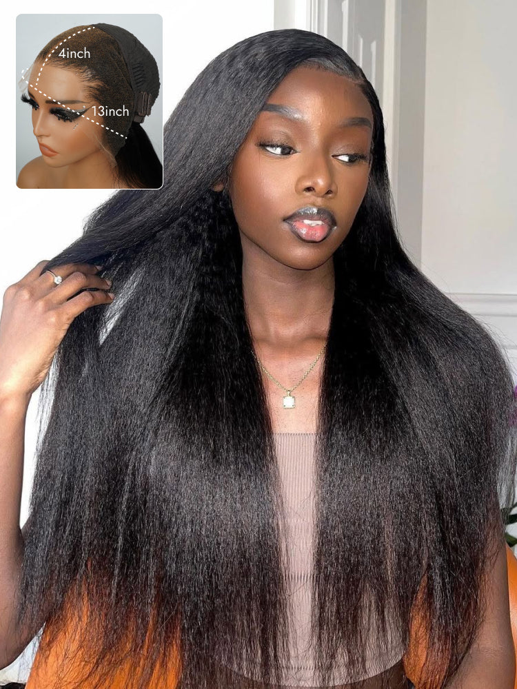 kinky straight wig with 13x4 HD lace frontal