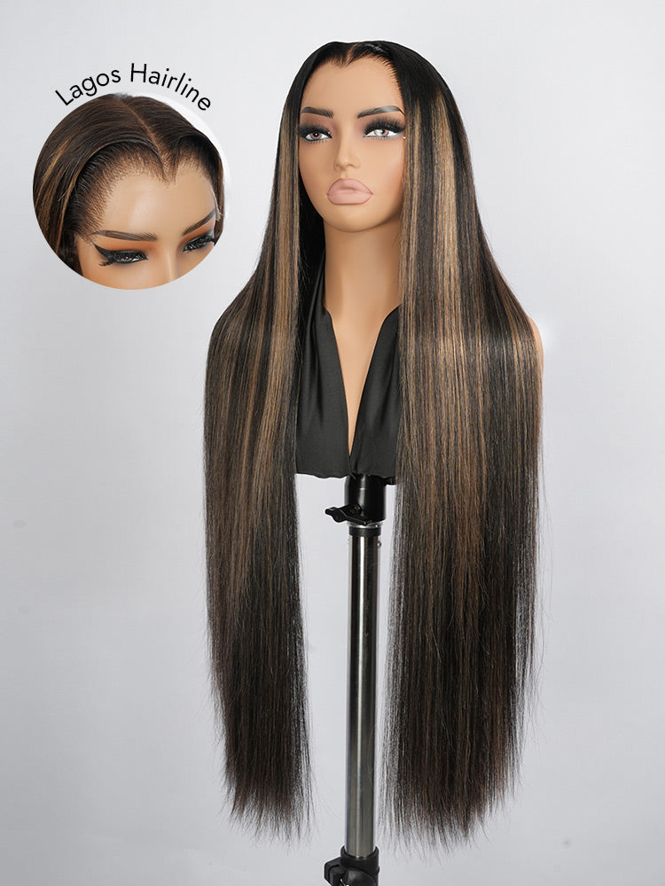 lagos hairline straight highlight brown wig
