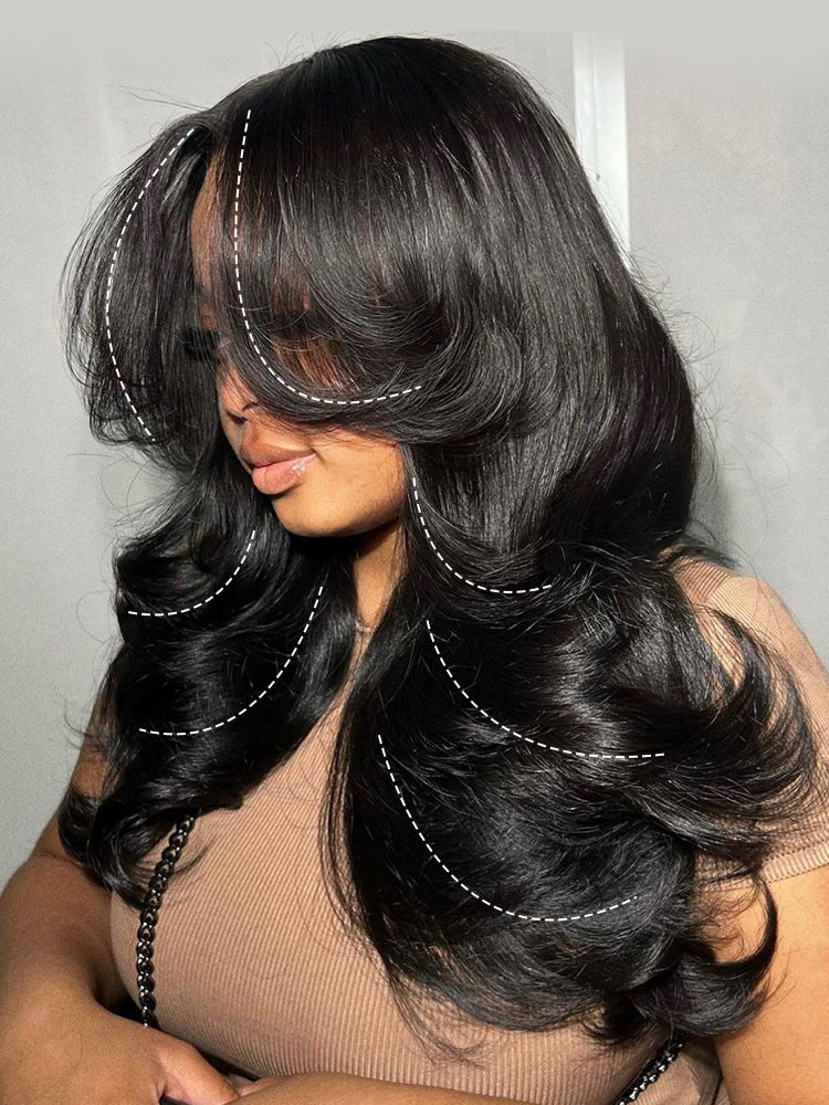 layered cut body wave closure wig