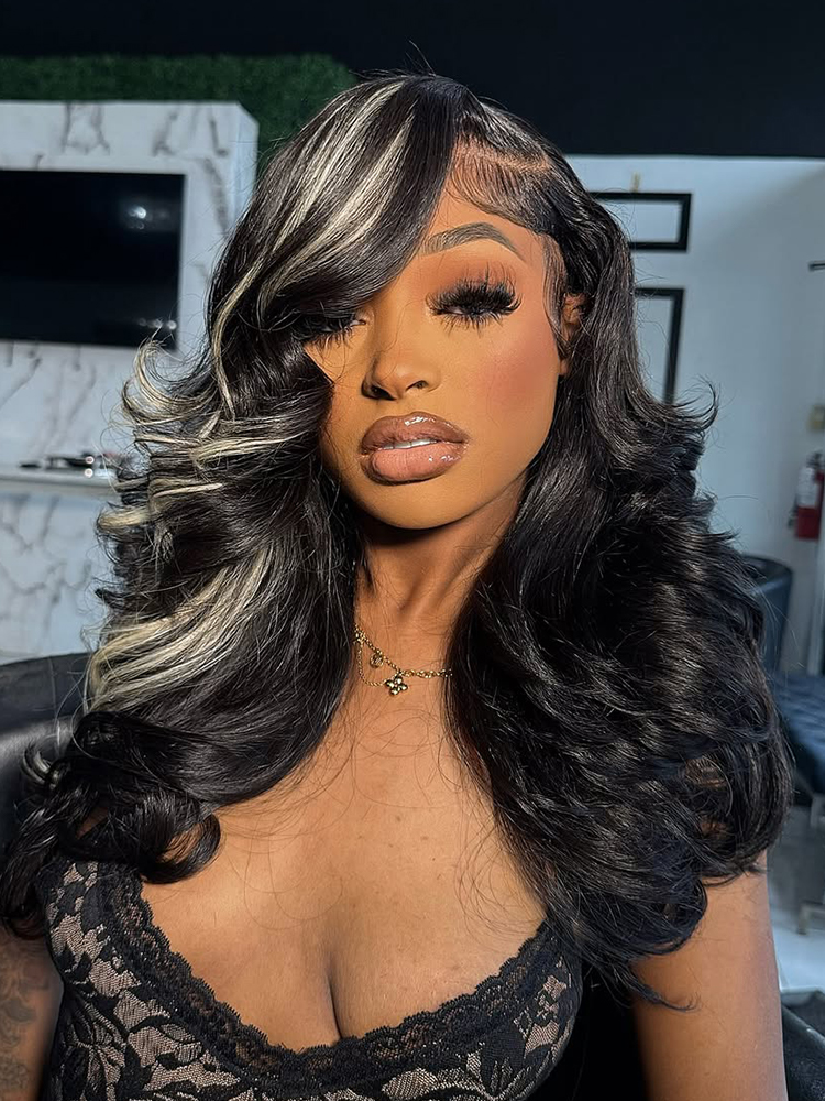 layered highlighted wig