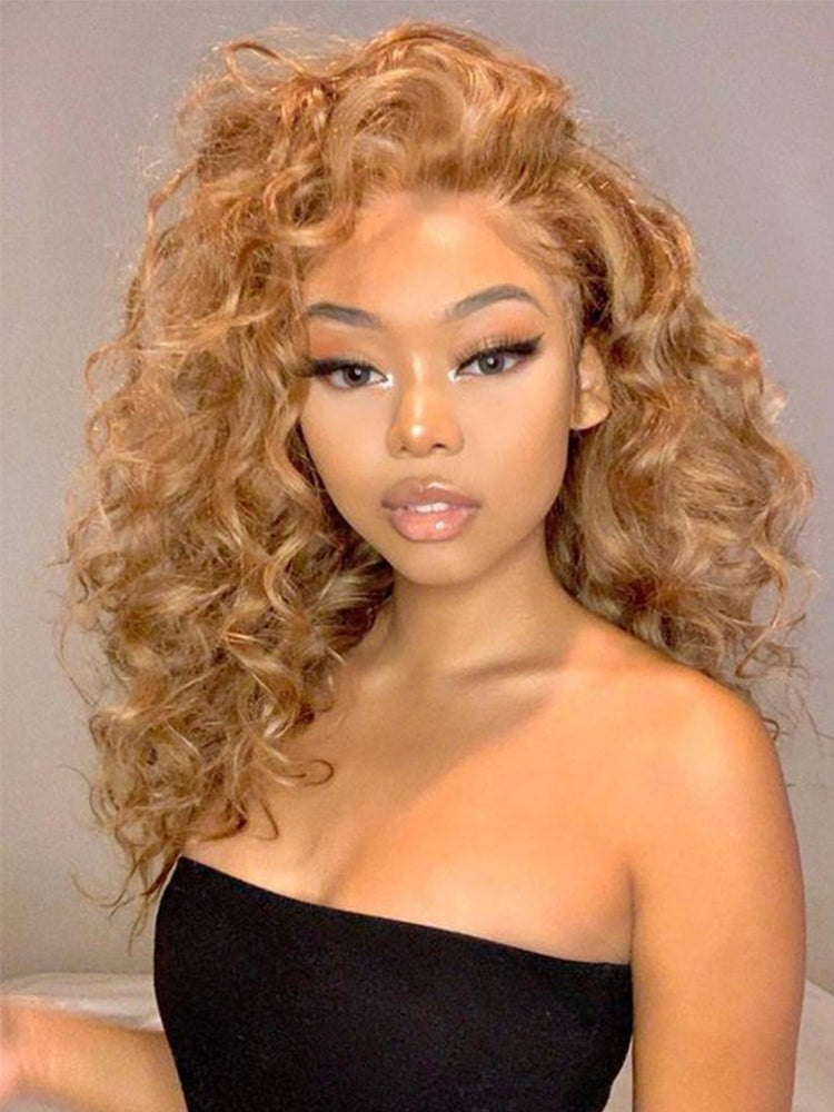 loose curly wig honey blonde