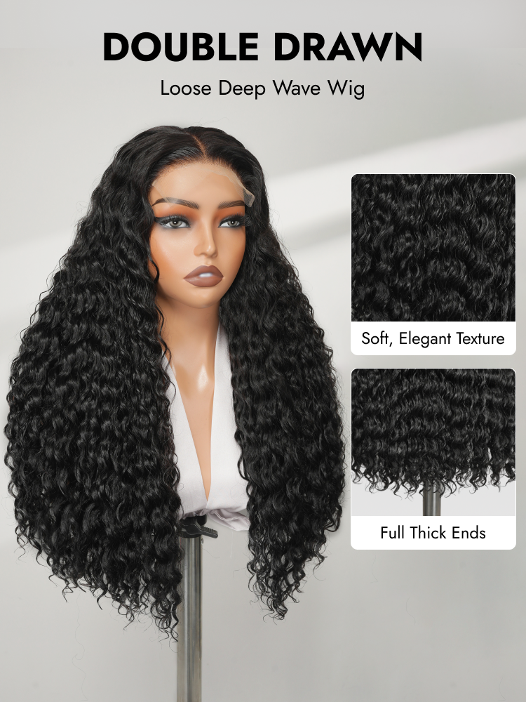 loose deep double drawn wig with thick ends