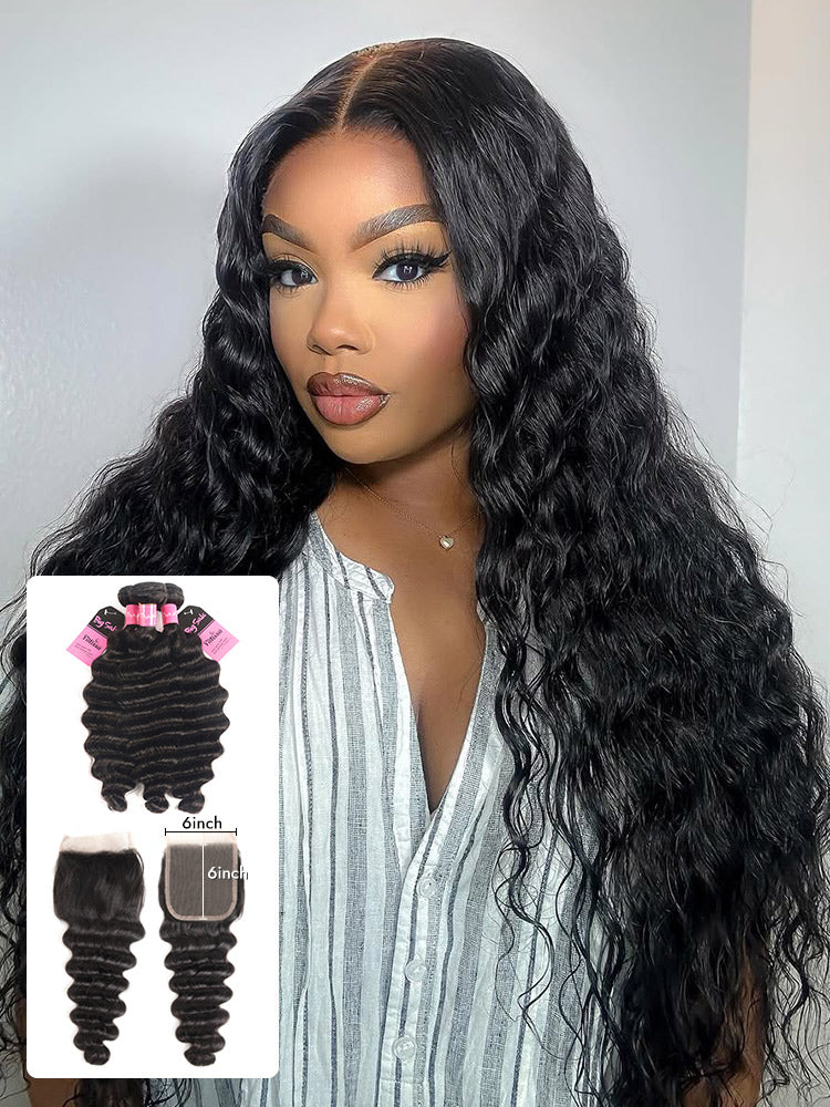 Loose Deep Wave Bundles With 6x6 Closure – Yolissa Hair