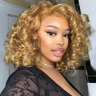 honey blonde loose curly wigs
