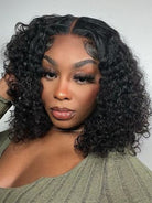 middle part curly bob wig