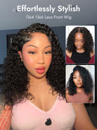 natural water wave bob lace frontal wig