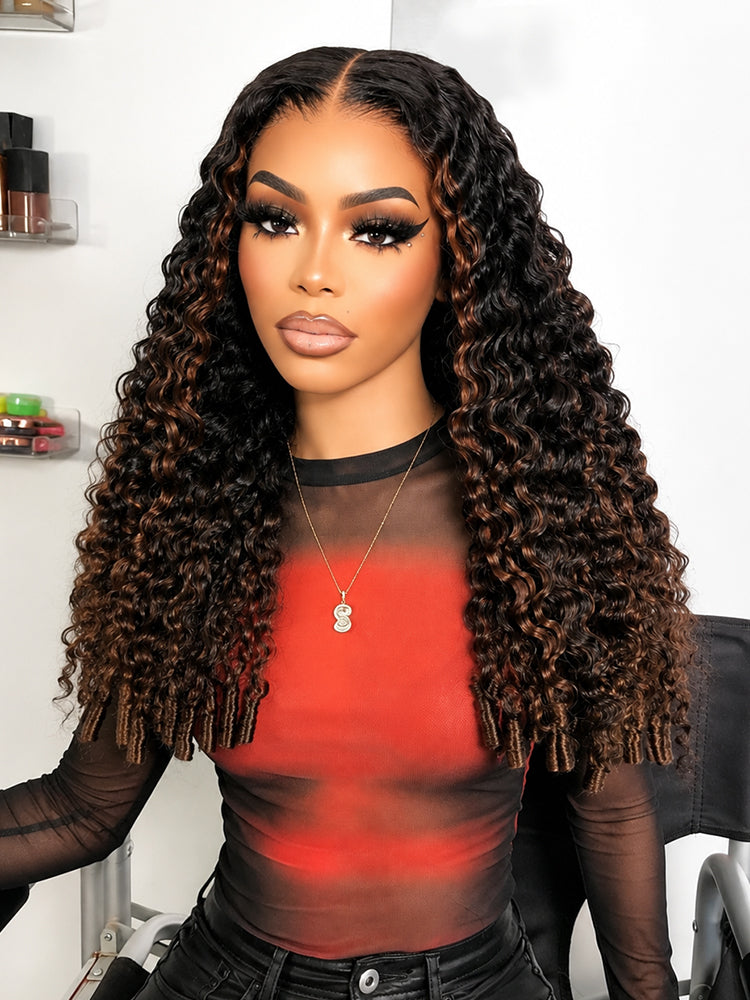 Ombre Auburn Brown Hair Burmese Curly 7x5 Lace Wig – Yolissa Hair