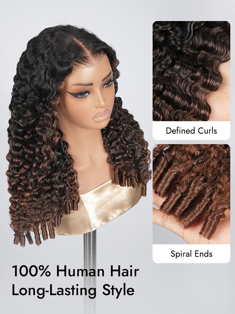 Ombre Auburn Brown Hair Burmese Curly 7x5 Lace Wig – Yolissa Hair