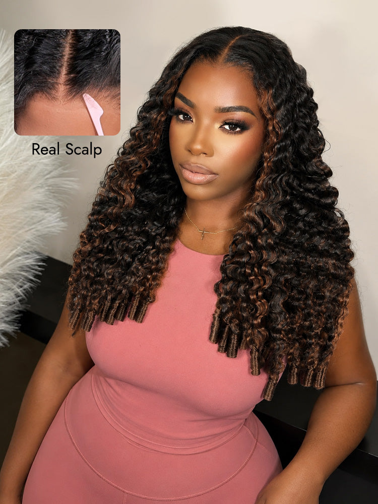 Ombre Auburn Brown Hair Burmese Curly 7x5 Lace Wig – Yolissa Hair