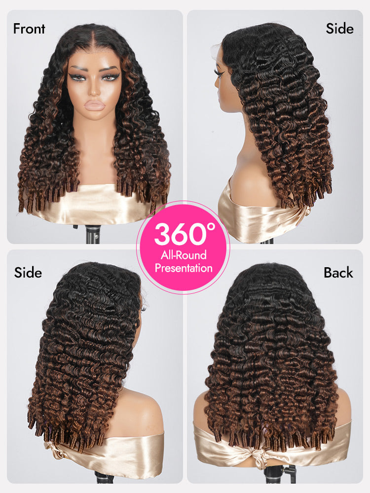 Ombre Auburn Brown Hair Burmese Curly 7x5 Lace Wig – Yolissa Hair