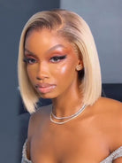 ombre blonde straight bob wig