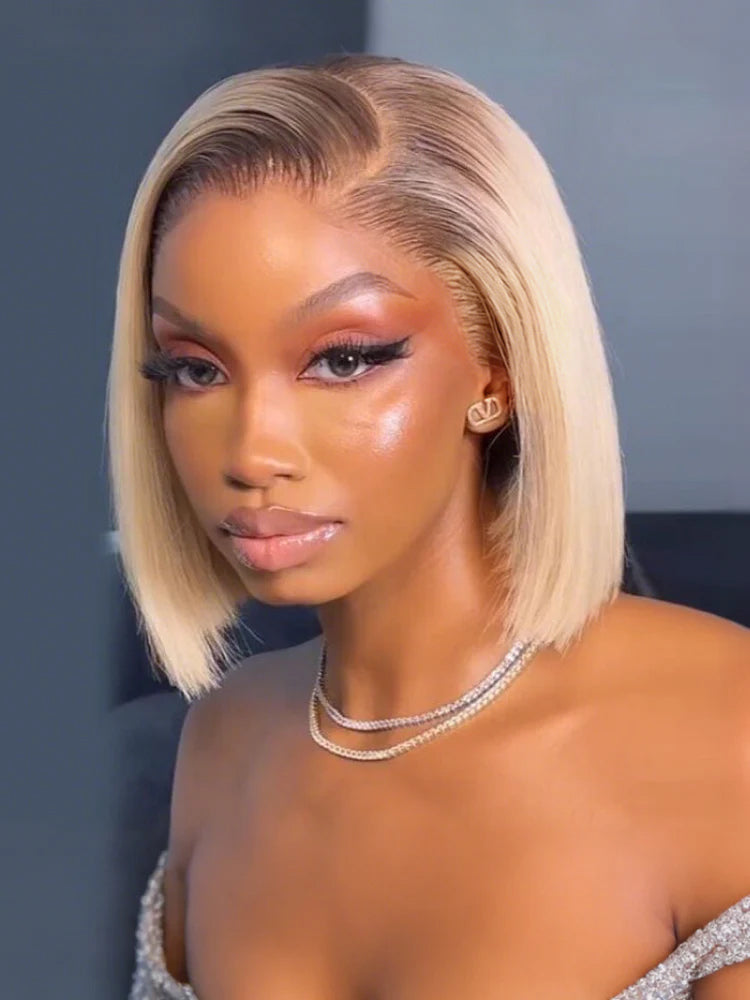 ombre blonde straight bob wig