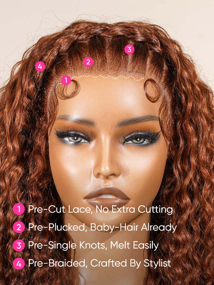 Deep Wave Pre-Braided Ginger Brown 13*6 Lace Wig – Yolissa Hair