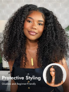 protective style curly V part wig