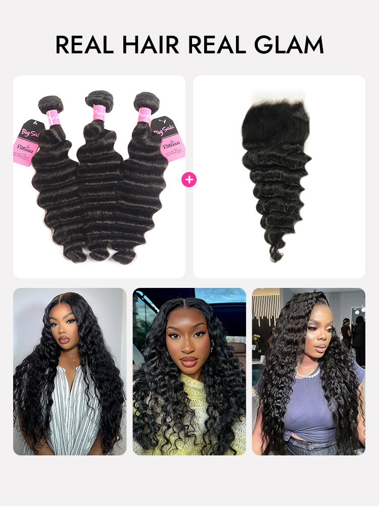 Loose Deep Wave Bundles With 6x6 Closure – Yolissa Hair