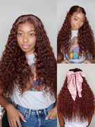 red brown water wave wig