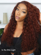 reddish brown water wave lace front wigs