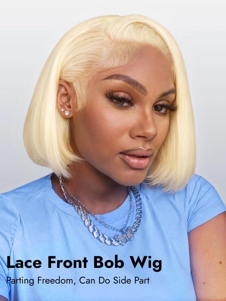 short blonde straight lace wig