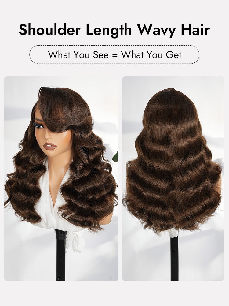 shoulder length wavy human hair wig