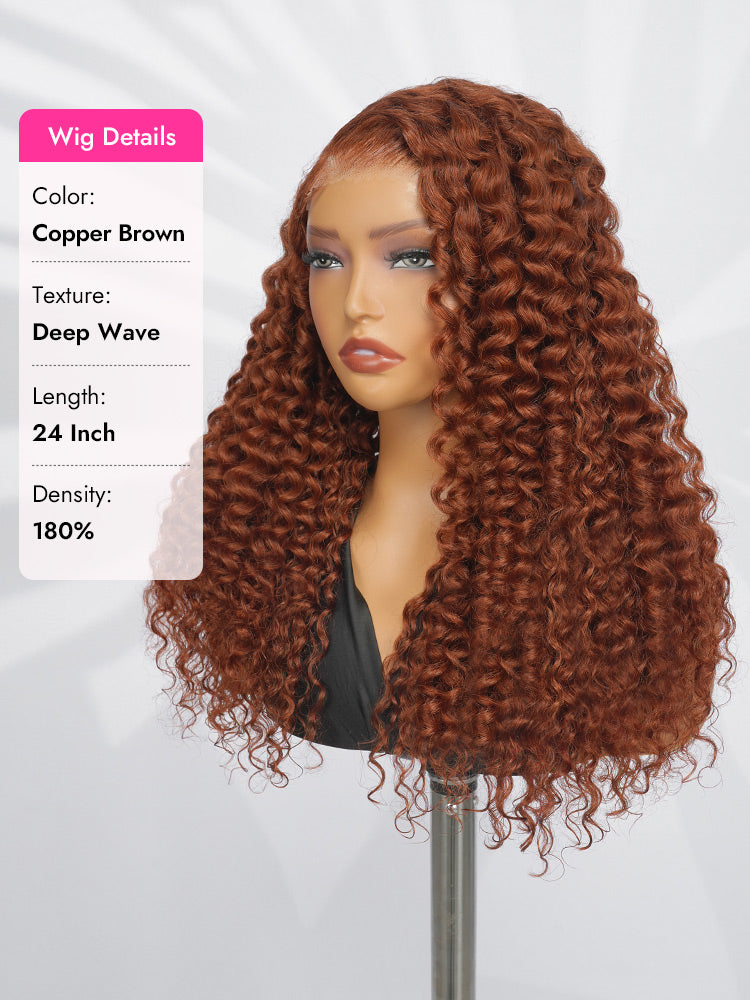 Dark Copper Brown Hair Deep Wave 13x6 LY Lace Wig – Yolissa Hair