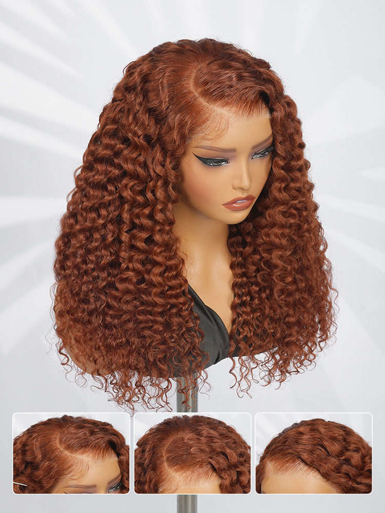 side part copper brown wig