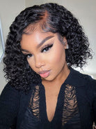 side part curly bob wig