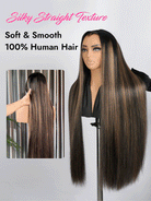 silky straight highlight brown wig