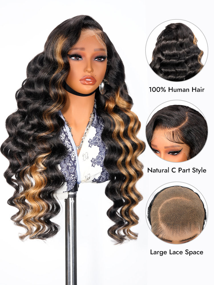 skunk stripe loose wave wig