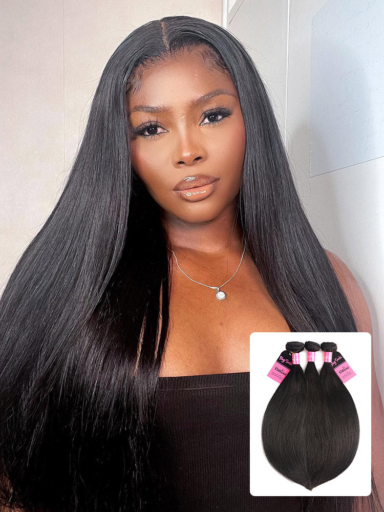 straight 3 pcs human hair weave