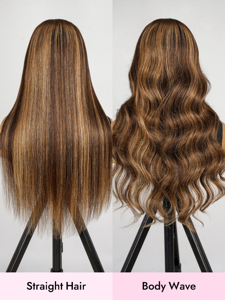 straight and body wave highlight wig