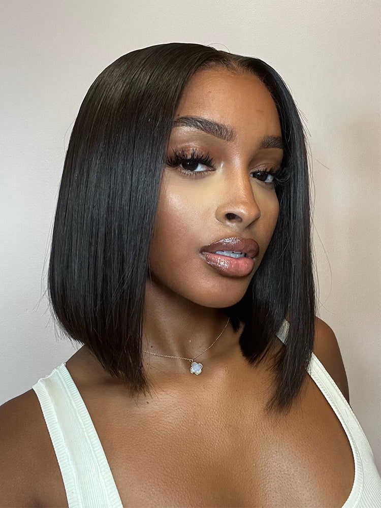 straight bob closure wig