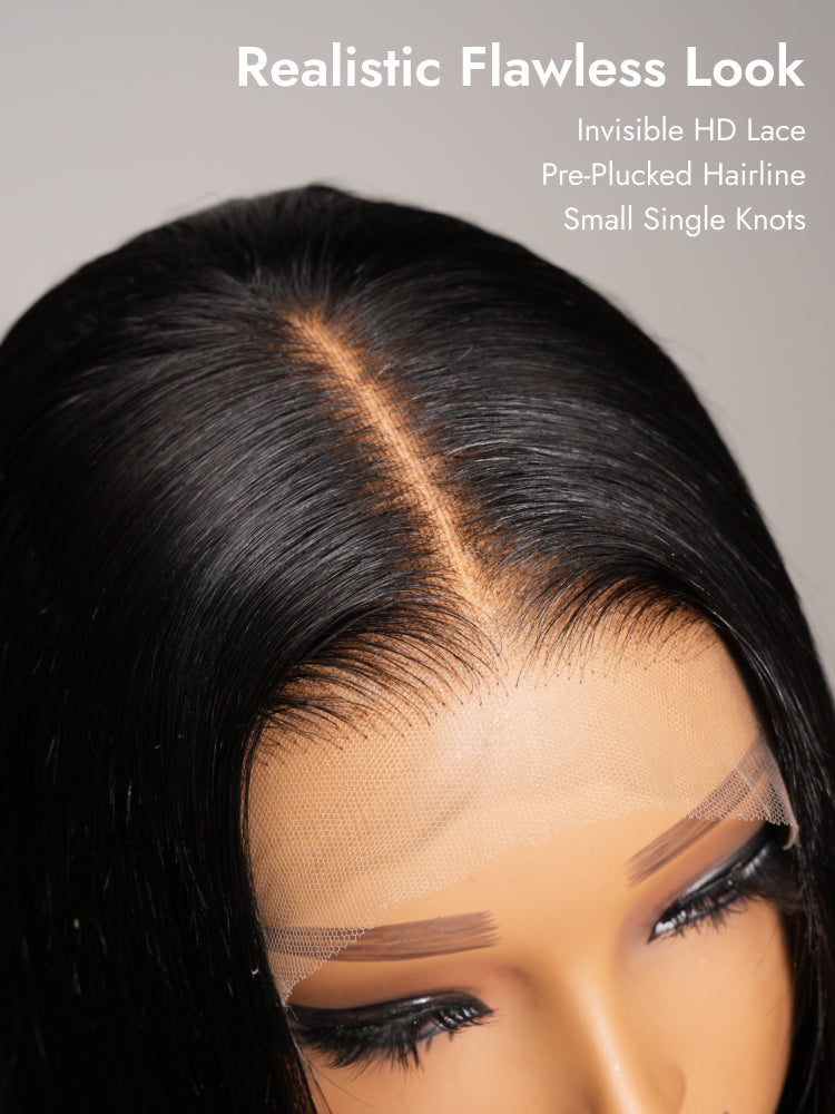 straight double drawn HD lace wig