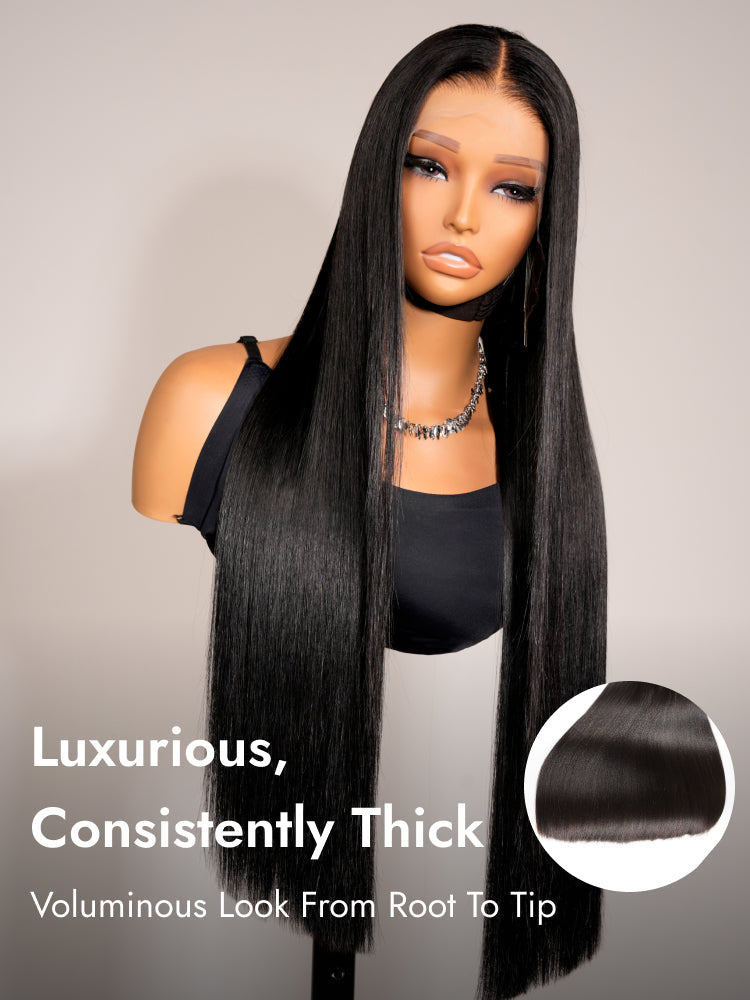 straight double drawn wig full ends