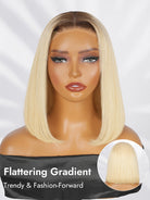 straight ombre blonde color bob wig