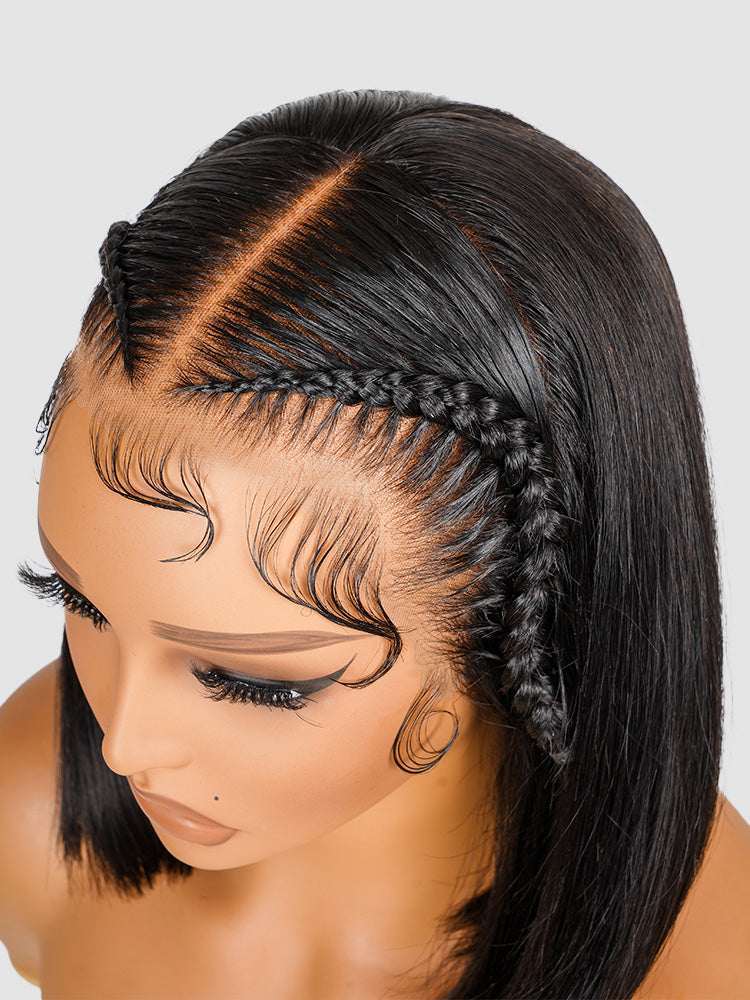 straight short hair wig with braids