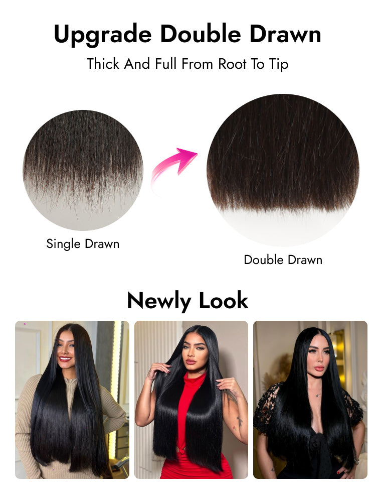 upgrade straight double drawn wig