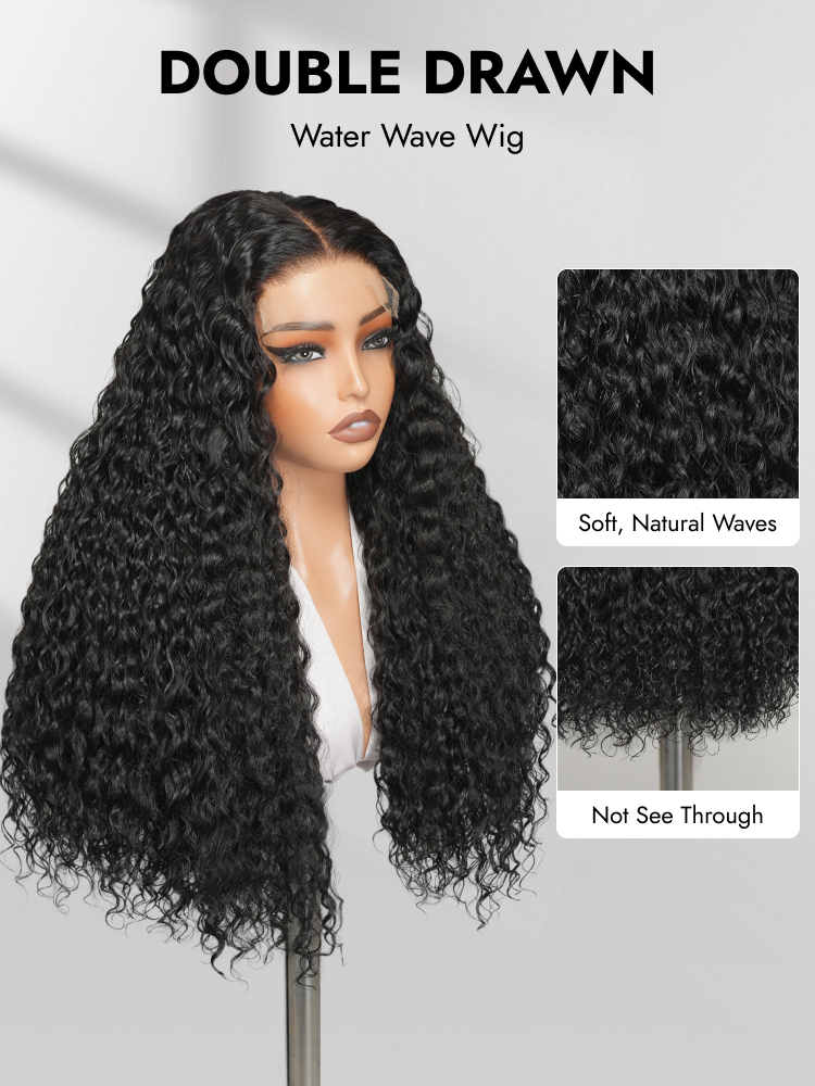 water wave double drawn wig with thick ends