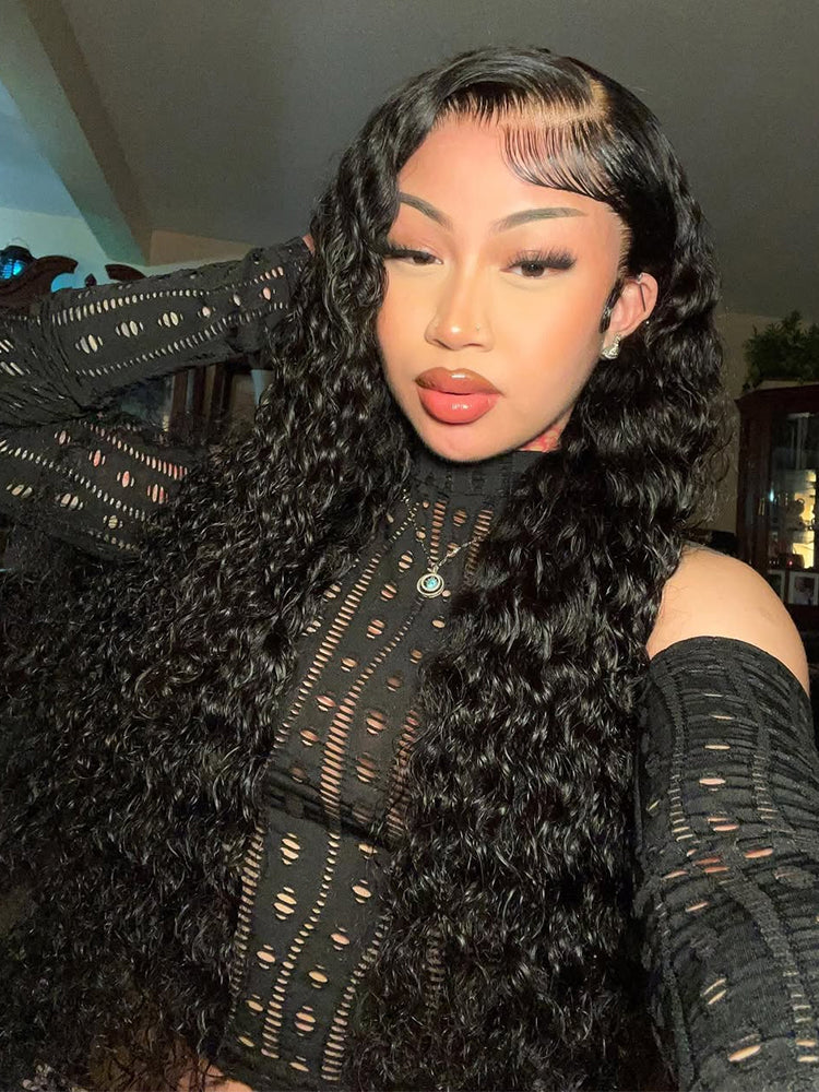 water wave full lace wig with side part