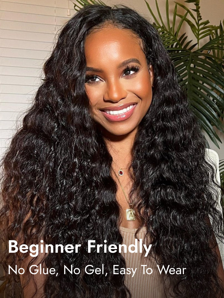 water wave glueless half wig