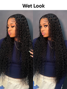 wet look curly HD wig