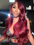 wine colored body wave hair