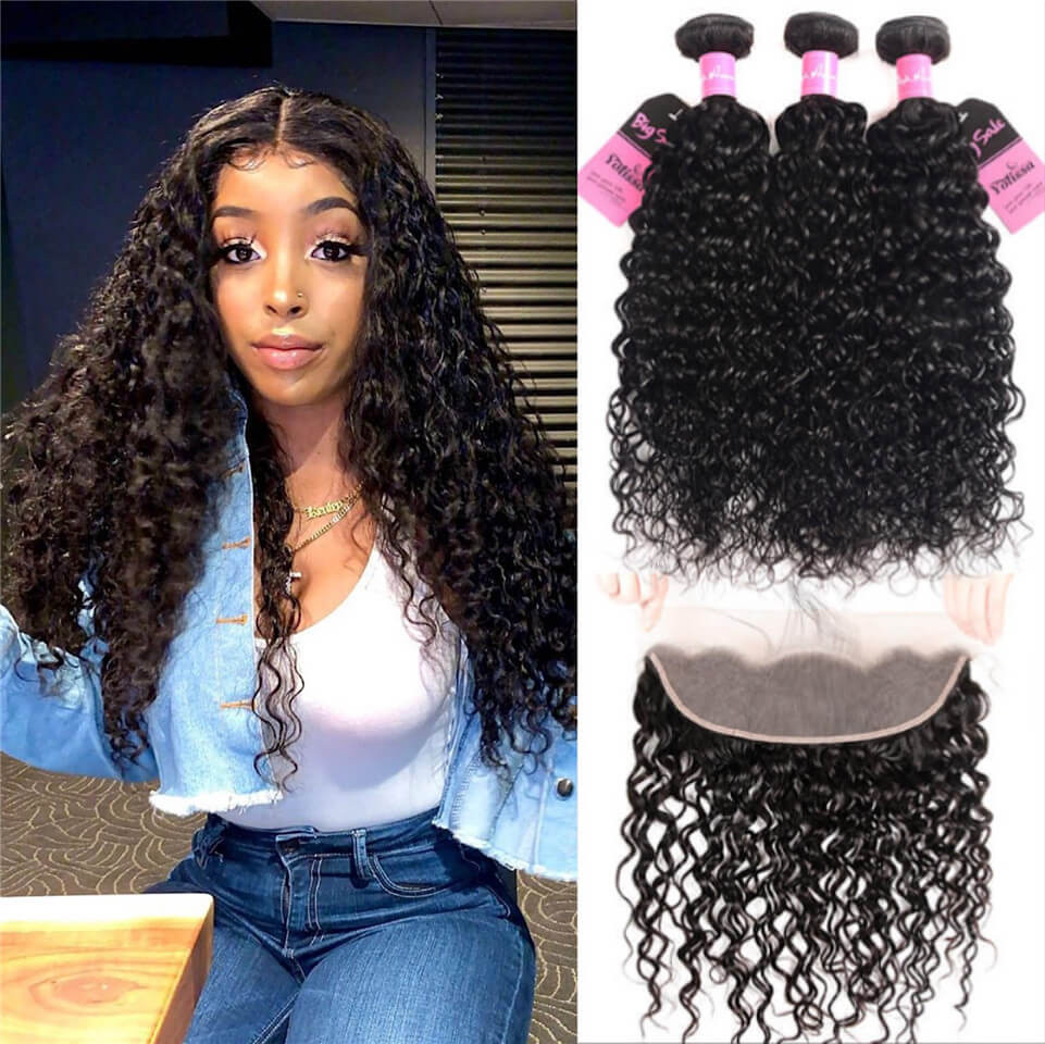 lace frontal and bundles water wave