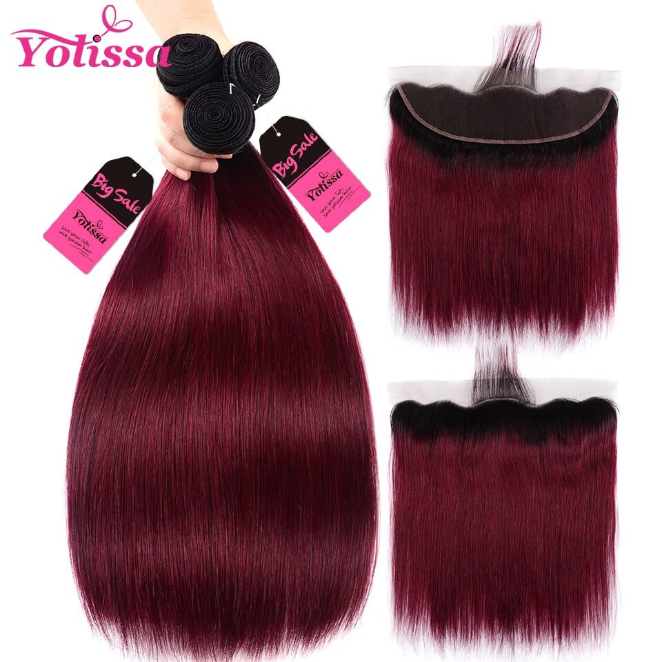 ombre 99j straight 3 bundles with frontal