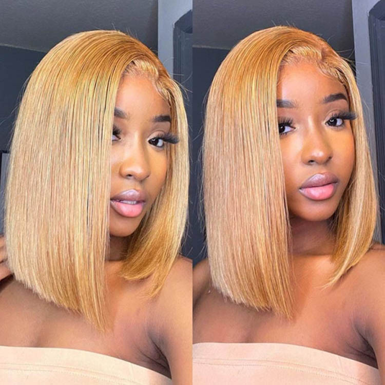 honey blonde striaght bob wig