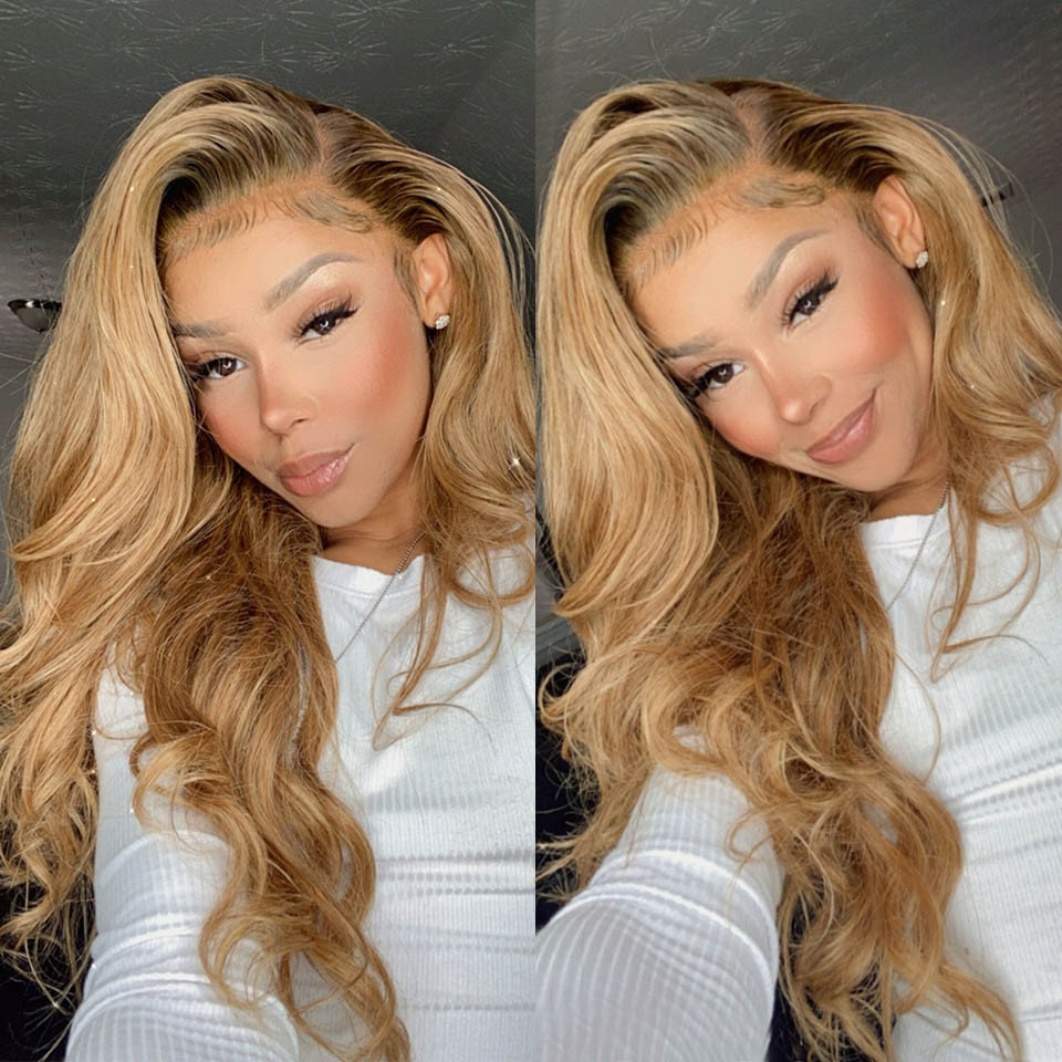 honey blonde body wave lace closure wigs