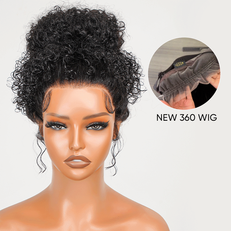 360 curly human hair wig
