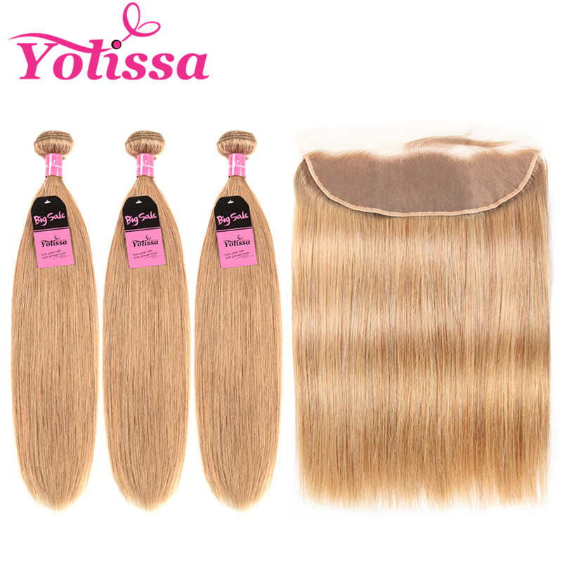 3 Bundles Straight Hair With Frontal 27 Hair Color
