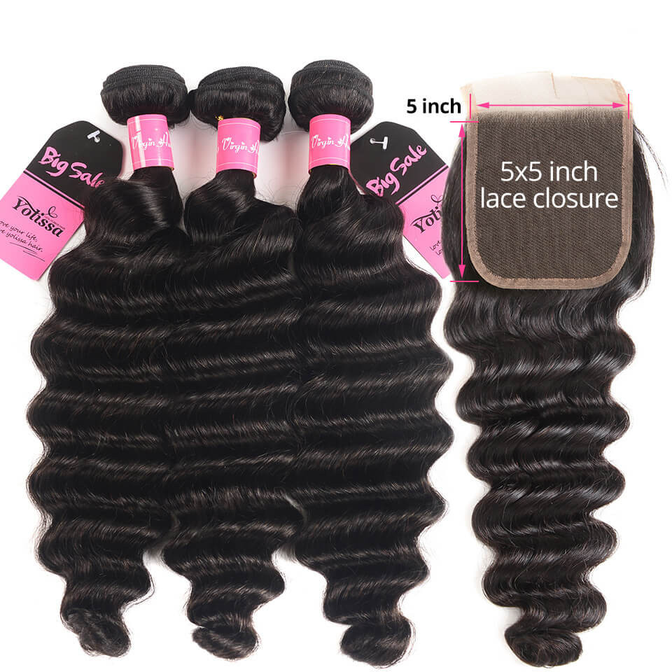 loose deep hair with closure