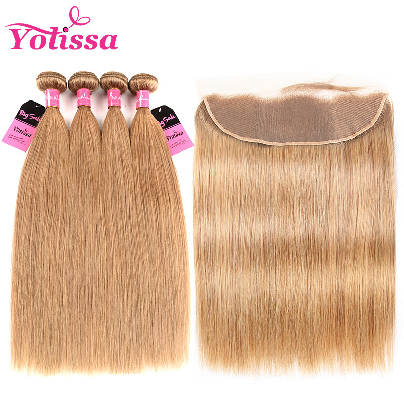 4 Bundles 27 Camarel Hair Color With Frontal